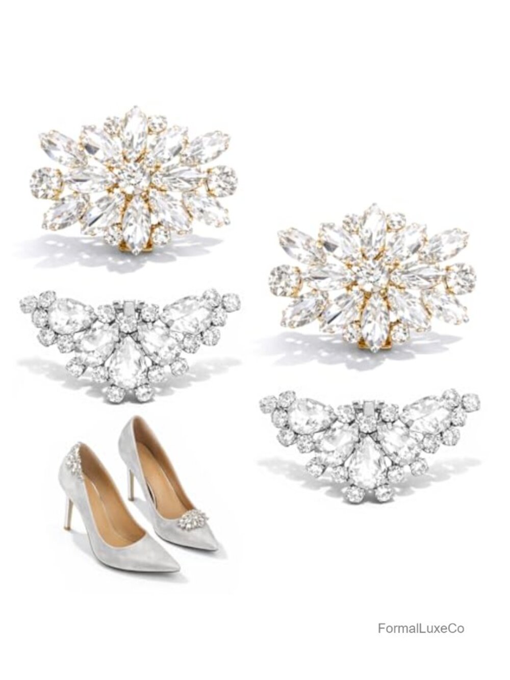 Rhinestone Shoe Clips, Detachable Crystal Shoe Charms for Heels, 4Pcs